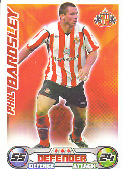 Phil Bardsley Sunderland 2008/09 Topps Match Attax #275